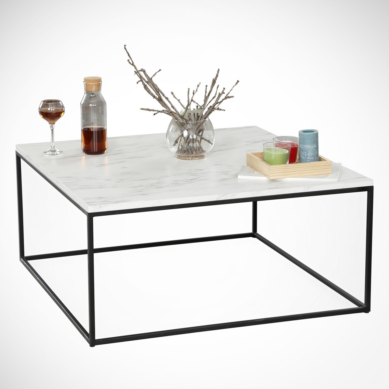 Masuta de cafea Poly Marmo, Comforty, 75x75x43 cm, albnegru - imagine 7